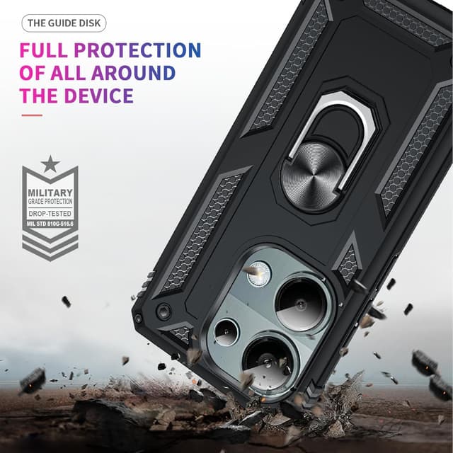 Detalle de LeYi Handyhülle für Xiaomi Redmi Note 13 Pro 4G mit Ringhalter, 2 Schutzgläsern & 2 Kamera-Folien (schwarz)