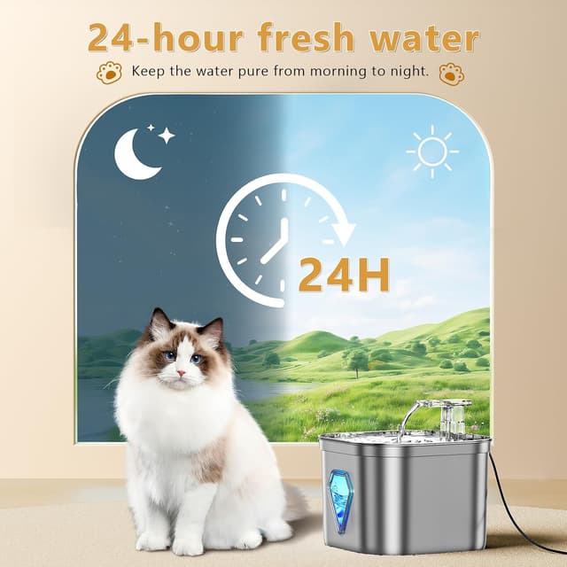 Thumbnail 2 de EUARY Fontana per Gatti in Acciaio Inox 2,5 L