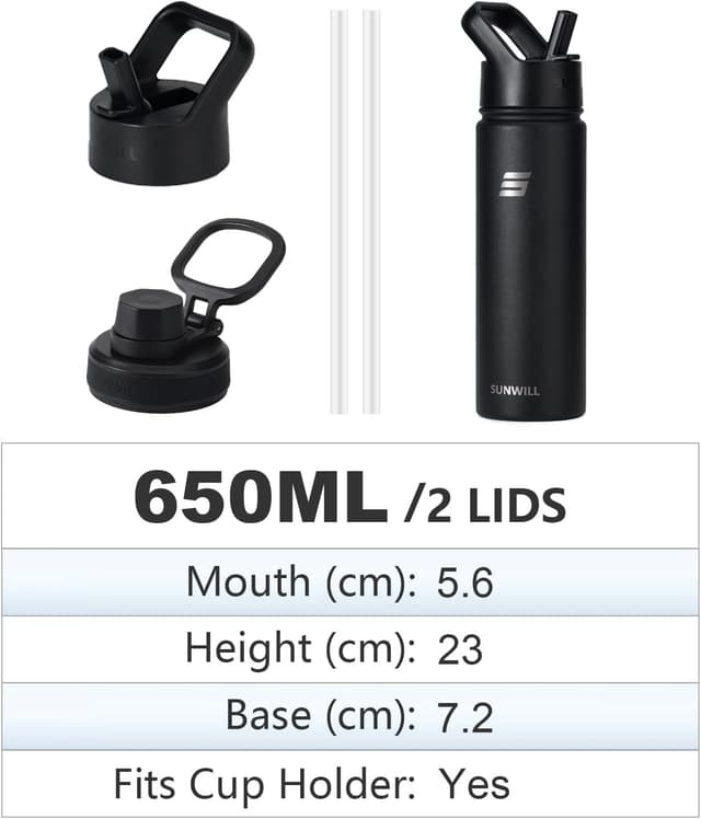 Detalle 2 de SUNWILL Metal Water Bottle 650 ml insulated bottle 🥤