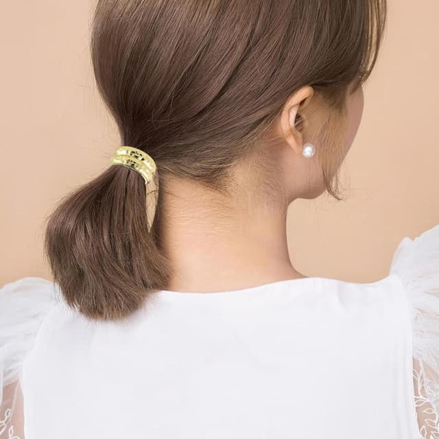 Detalle 1 de LWLWA Haargummi Scrunchie 4er Set im Goldlook