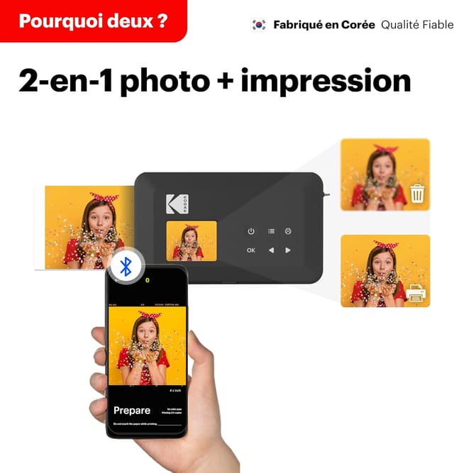 Detalle de KODAK Mini Shot 2 Retro : appareil photo instantané numérique 2-en-1 avec imprimante Bluetooth