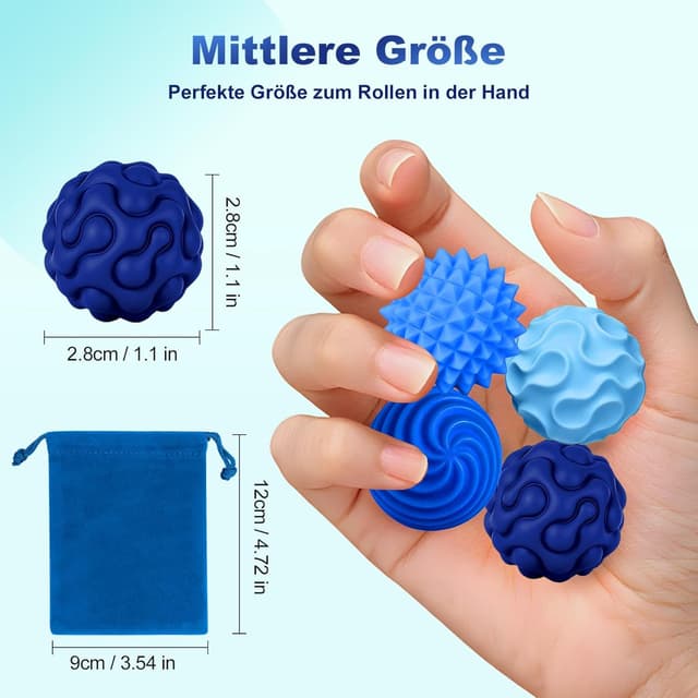 Detalle de Pipoobear magnetische Fidget Toys – 4 Silikon-Magnetkugeln (mittelgroß, blau) zum Stressabbau