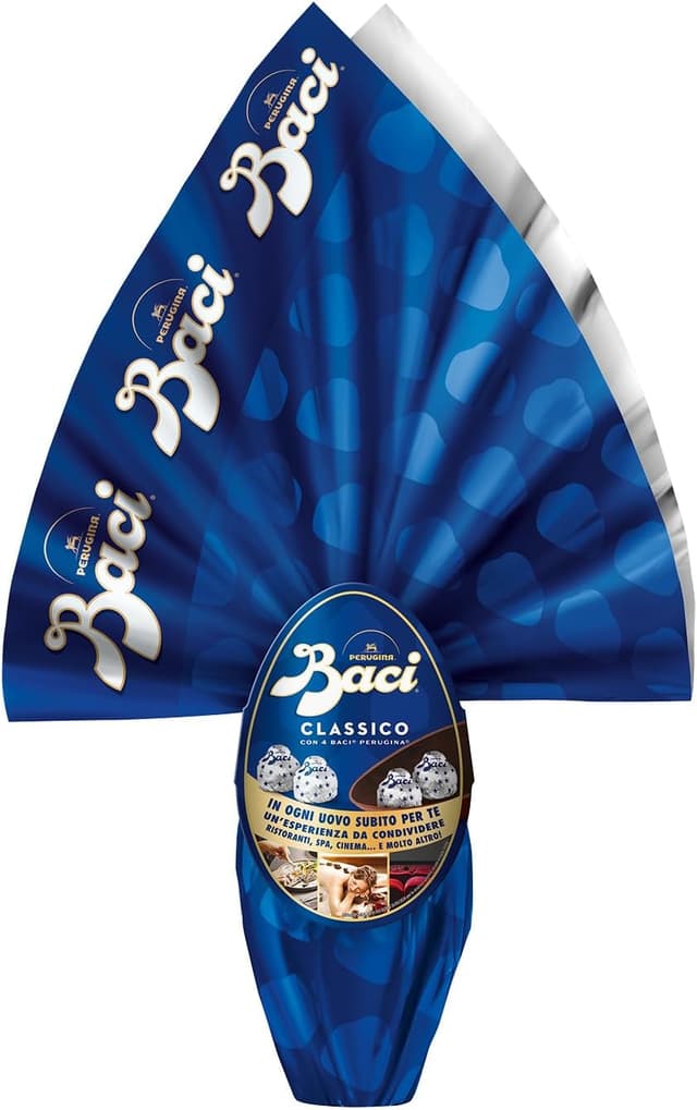 Detalle de Uovo di Pasqua 2026 Classico BACI Perugina fondente con sorpresa e 4 cioccolatini 265 g