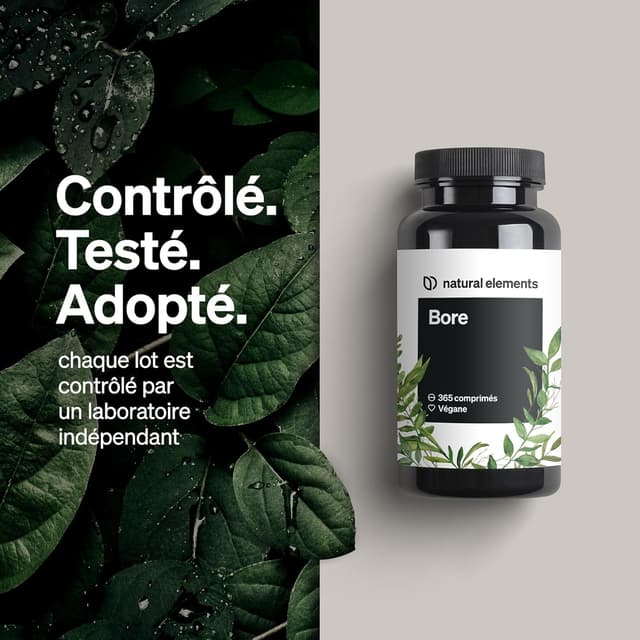 Detalle de Bore pur – dose élevée de 3 mg de bore par comprimé, 365 comprimés végane (naturel)