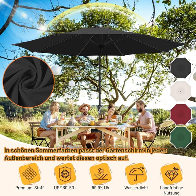 Detalle 2 de Parasol Ollewiellan 350/270 cm avec manivelle, UV 50+ et toile imperméable