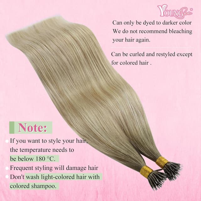 Detalle de YoungSee Echthaar Extensions Nanoring Blond (55 cm) – Remy Haare, 50 g #SUN