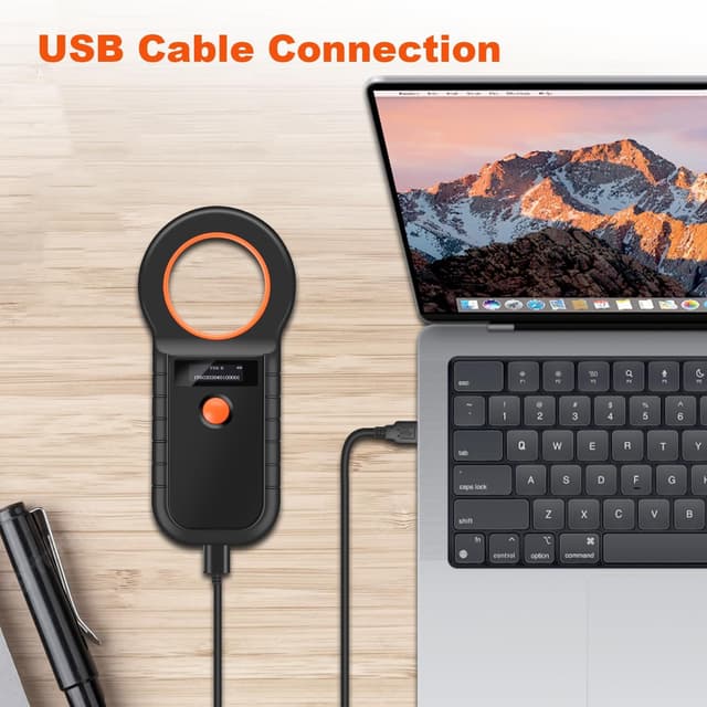 Detalle de Quevati Pet Microchip Scanner with OLED Display (USB rechargeable microchip reader)