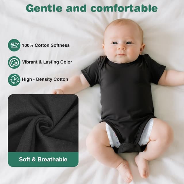 Detalle 2 de Vicloon Body neonato e neonata in cotone 100%, set 3 o 5 pezzi con apertura comoda (unisex 0–12 mesi)