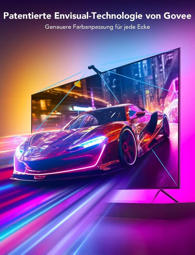 Detalle de Govee Envisual TV Hintergrundbeleuchtung T2 mit Dual-Kamera (55–65 Zoll) – RGBIC WiFi, für Alexa & Google Assistant