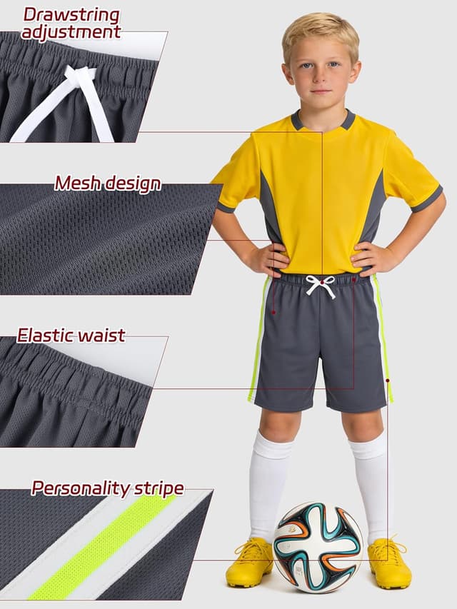 Detalle 2 de YERIOK Boys Athletic Shorts 5-Pack Mesh