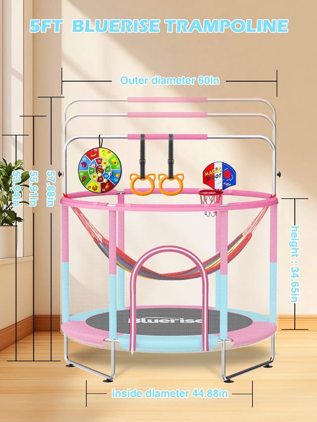 Thumbnail 4 de BLUERISE 60" Kids Trampoline with Hoop 60"