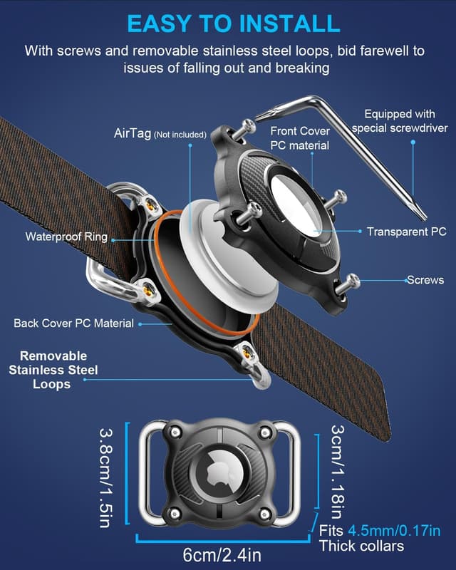 Thumbnail 2 de ONEONTA Dog Air Tag Halter – wasserdichtes Airtag Hundehalsband