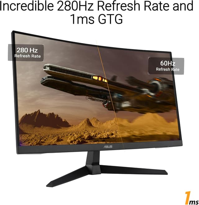 Detalle de ASUS TUF Gaming 27” 1080P Curved Monitor (VG27VQM1B) — 280Hz Fast, FreeSync Premium, 1500R Curvature