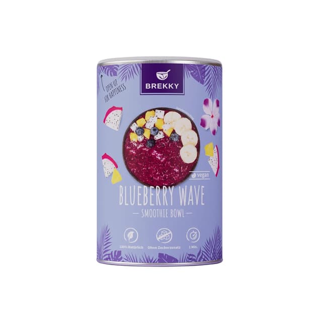 Detalle de BREKKY Blueberry Wave Smoothie Bowl – vegan, 100% natürlich, ohne Zuckerzusatz – praktisches Frühstückspulver