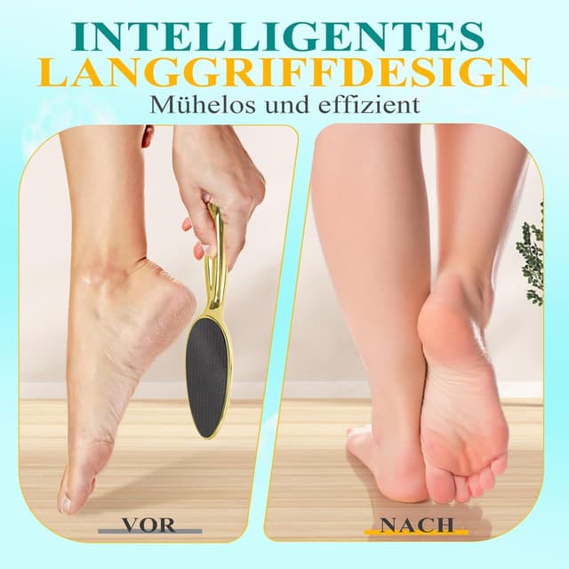 Detalle de HovuuTuig Nano Glas Hornhautentferner mit Langgriff – sanfte Fußpflege für nasse & trockene Füße (Gold)