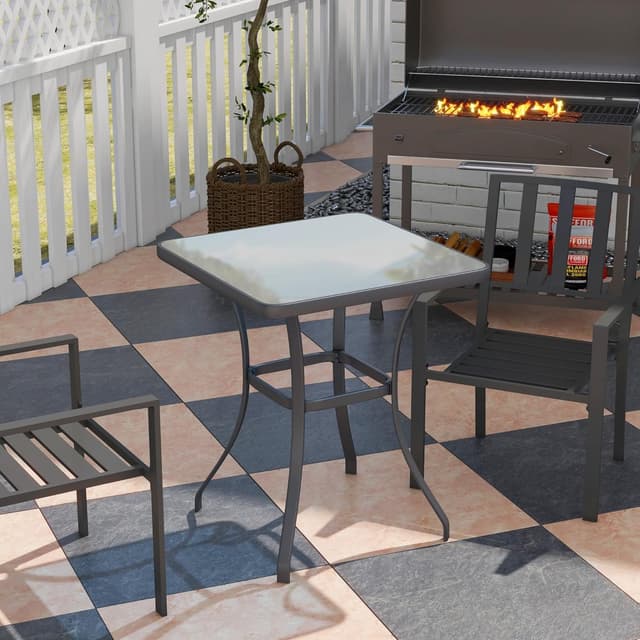 Detalle 2 de Outsunny table bistro carré 68 cm gris