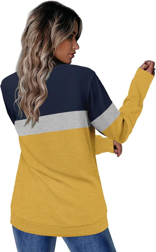 Detalle 2 de KISSMODA women’s long sleeve V-neck sweatshirt tunic top (casual loose fit)