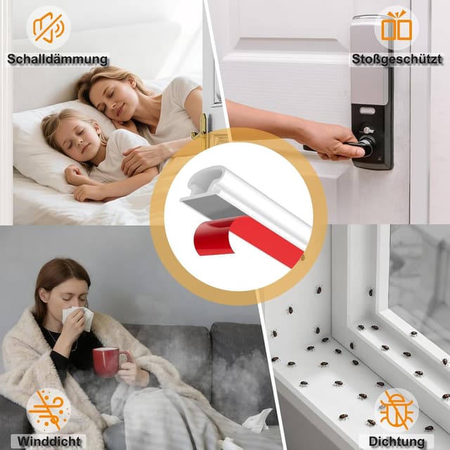 Thumbnail 6 de Ormein selbstklebendes Türdichtungsband aus Gummi (weiß), für Fenster & Türen – Zugluft-, Lärm- und Wetterabdichtung, 10 m