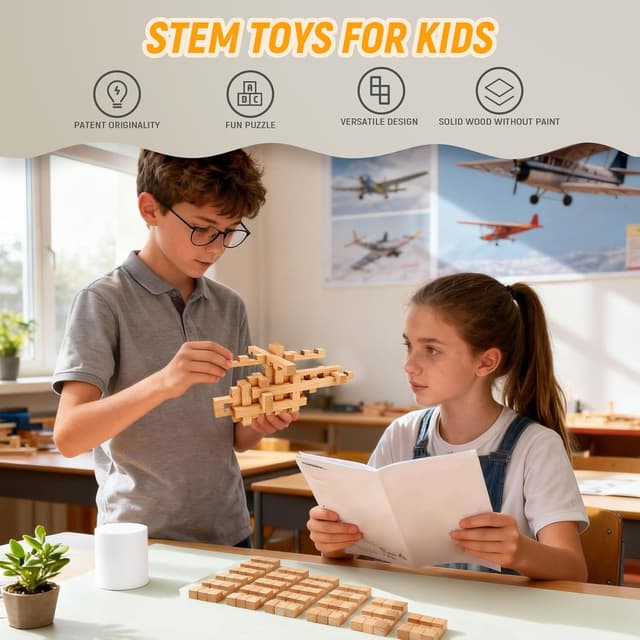Detalle 2 de GLCforever Blocs de Construction GLCforever – Puzzle 3D en bois 15 en 1 (42 pièces)