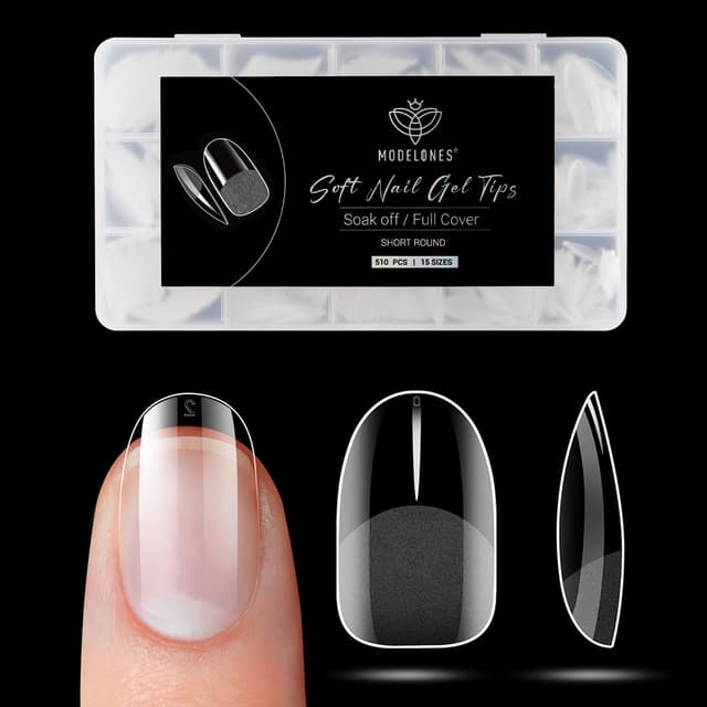 Detalle de Modelones 510 pezzi di unghie finte 15 taglie in gel (tip in gel) semi-matte