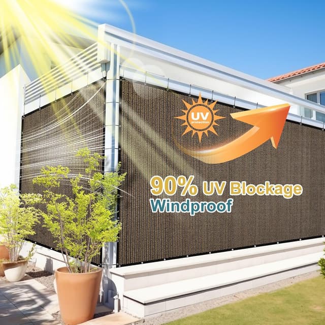 Detalle 2 de Shade&Beyond 90% Sun Shade Cloth with Grommets (8' x 12') Pergola Shade Cover Canopy, Mocha