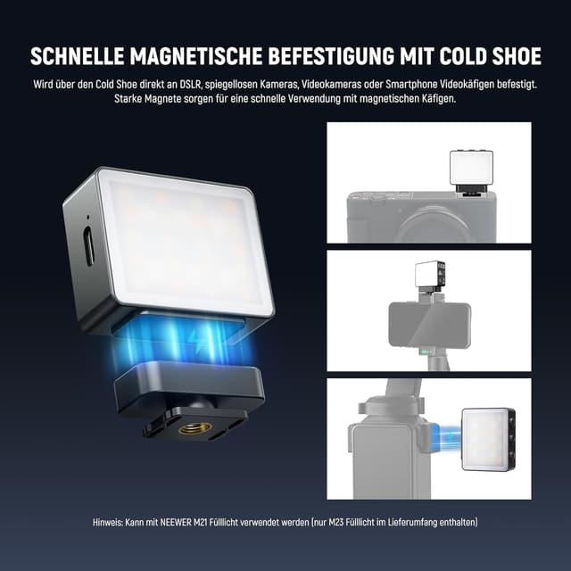 Detalle 1 de NEEWER Basics Magnetisches RGB Licht 1,5 W