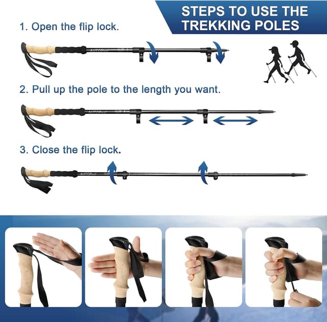 Detalle 2 de AUTOPkio bâtons de marche télescopiques en aluminium pour femmes (65 à 135 cm)