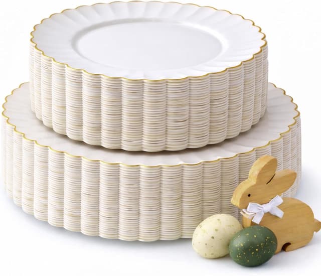 Detalle de By Madee HEAVYWEIGHT 60-Pc Ivory Plates