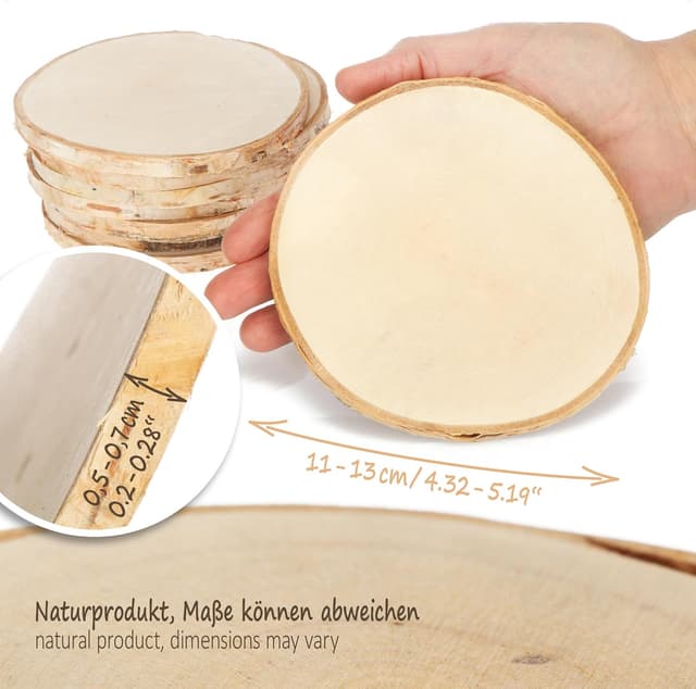 Thumbnail 6 de com-four Lot de 8 dessous de verre en bois 11-13 cm