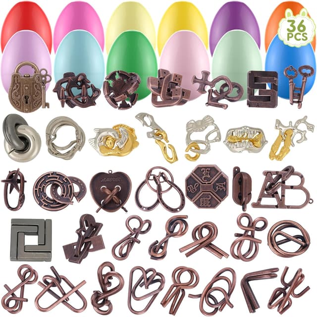 Detalle de 36 Pack Easter Eggs Filled with Brain Teaser Puzzles (Easter Basket Stuffers) — 36-Piece Puzzle Gift Set