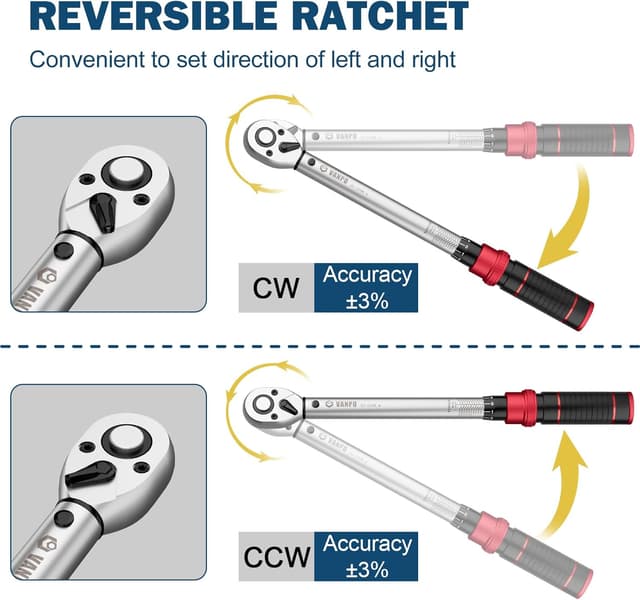 Detalle de VANPO torque wrench 1/2" 20-220Nm