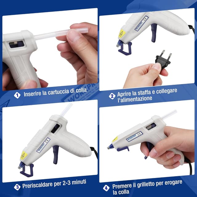 Detalle 2 de WORKPRO Mini Pistola per Colla a Caldo 10W con 20 stick 7x100 mm