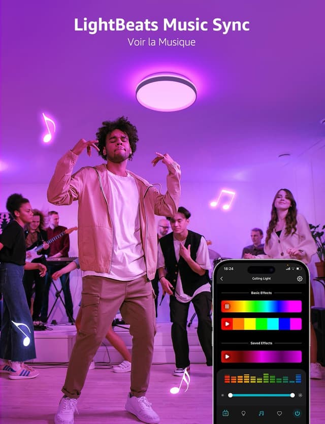 Detalle de Lepro T1 IA plafonnier LED connecté Wi‑Fi/Bluetooth 24W, IP44, RGB+CCT (φ29 cm)