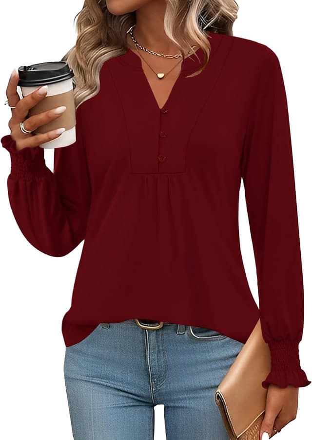 Detalle de Rapbin Damen Tunika-Shirt mit V-Ausschnitt, Knopfleiste und Kurzarm-Optik (Polyester/Viskose/Elasthan)