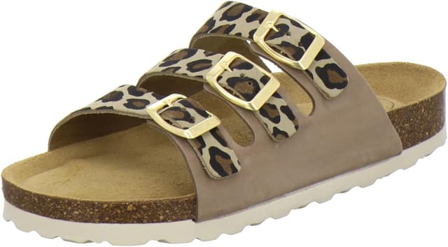 Detalle de AFS-Schuhe 2133: sportliche Damen-Pantoletten aus Leder mit verstellbarer Schnalle (Made in Germany)