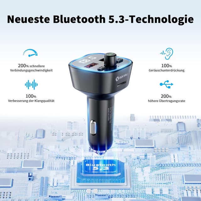 Detalle 2 de SONRU FM Transmitter Bluetooth 5.3 36W