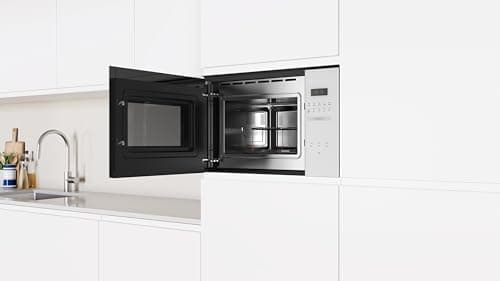 Detalle de Balay microondas encastrable sin marco de 38 cm e 25 l con grill, Aqualisis y apertura lateral izquierda (cristal blanco)