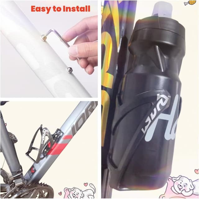 Detalle de LBMONKEY Bike Bottle Cage Set (Black) with Bottle Screws