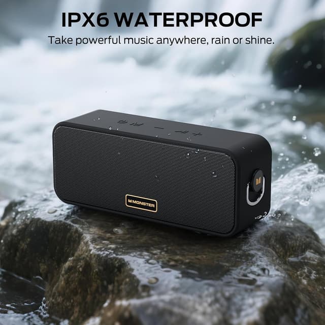 Detalle de Monster S180 Bluetooth Speaker (40W) with 28H Playtime, IPX6 Waterproof, Bluetooth 6.0, AUX & TF