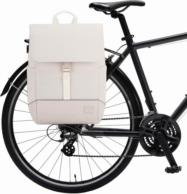 Detalle de Johnny Urban Mika Bike : sacoche arrière vélo 2 en 1 beige avec sac à dos et compartiment PC 16 pouces