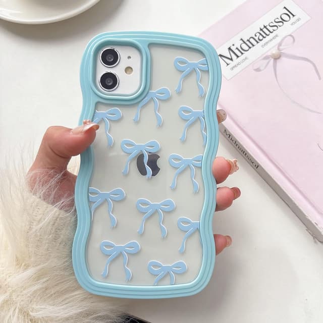 Thumbnail 6 de QLTYPRI Schleife Hülle für iPhone 15 Pro Max (6,7"), klares Silikon-Bumper Case mit Locken-Schleife – Weiß