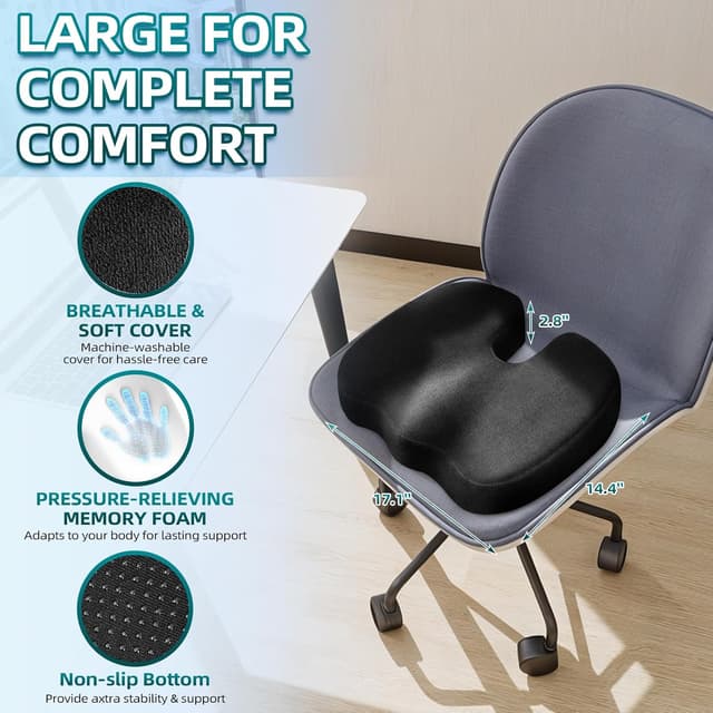 Detalle de Ecosafeter Memory Foam Seat Cushion with 3D Comfort