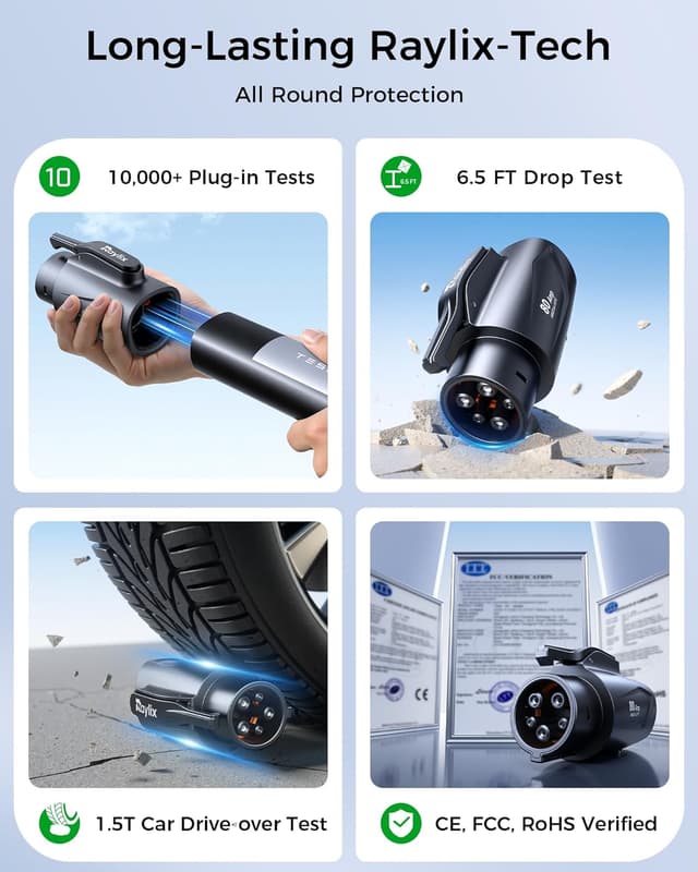 Thumbnail 6 de Raylix Tesla to J1772 Adapter (Max 80A, 250V) — NACS to J1772 for Tesla Wall Connector & Mobile/Destination Chargers
