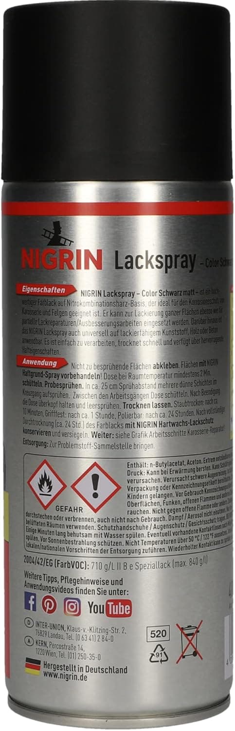 Thumbnail 2 de Nigrin Lackspray schwarz matt 6x400 ml