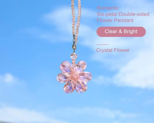 Detalle 2 de Crystal Flower Car Rear View Mirror Pendant with Pink Crystal Beads Charm Decor (Car or Home Hanging)