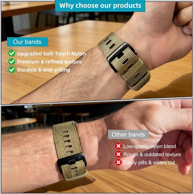 Detalle 2 de EKINGEEK Quickfit 22mm Nylon Strap for Garmin Fenix 6/7/8 (47mm) & Epix 2 47mm