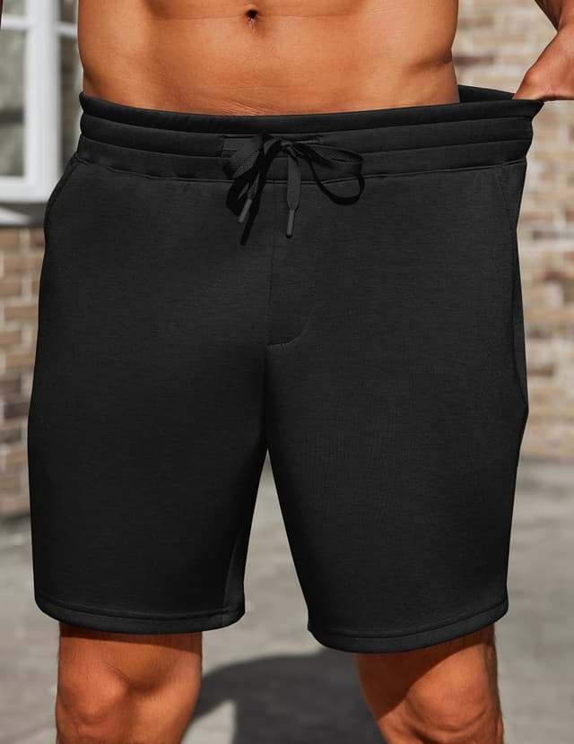 Detalle de PINSPARK Men’s Lounge Sweat Shorts (7-inch) with Elastic Waist & Drawstring
