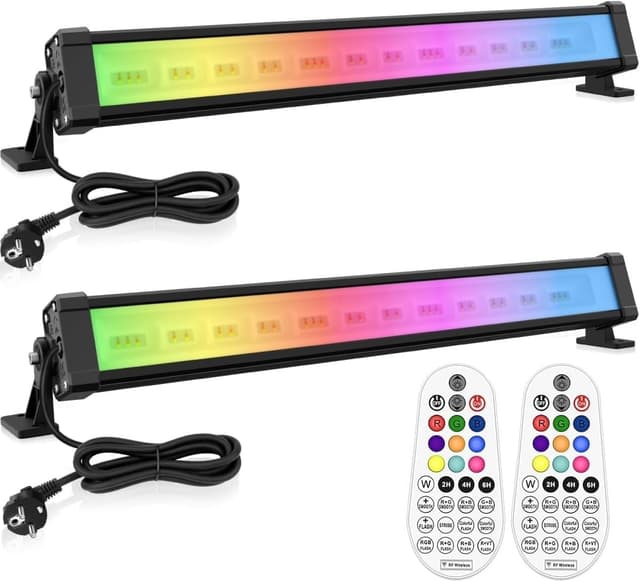 Detalle de MEIKEE 42W RGB Strahler mit Fernbedienung (360° Wallwasher, 2er-Set) – 10 Farben, 30 Modi, Timer