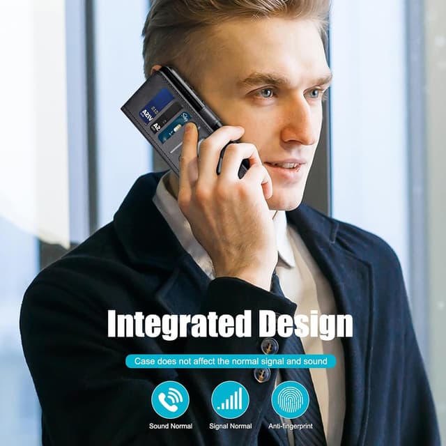 Detalle 2 de Kuafcase iPhone 12 Pro Max wallet case with 4 card slots, magnetic closure and kickstand (Black)