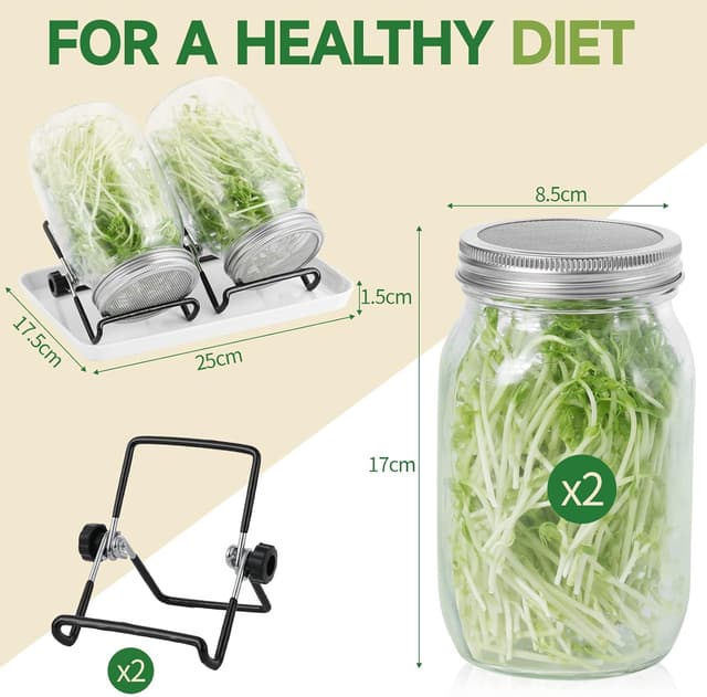 Thumbnail 3 de Sprossenglas Set 2er 1000 ml Keimglas